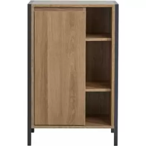 Image of Black/Wood Bathroom Storage Console Cabinet - Wood Effect/Black
