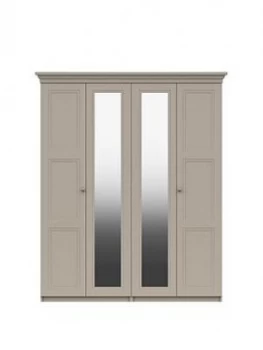 Image of Reid Part Assembled 4 Door Mirrored Wardrobe