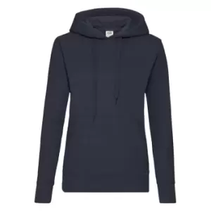 Image of Fruit Of The Loom Ladies Lady Fit Hooded Sweatshirt / Hoodie (S) (Deep Navy)