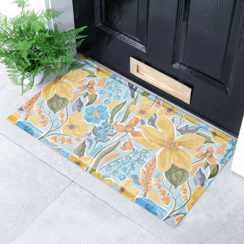 Image of Artsy Mats Yellow Flowers Doormat Size: 60cm x 90cm Multicolor Unisex 60cm x 90 cm