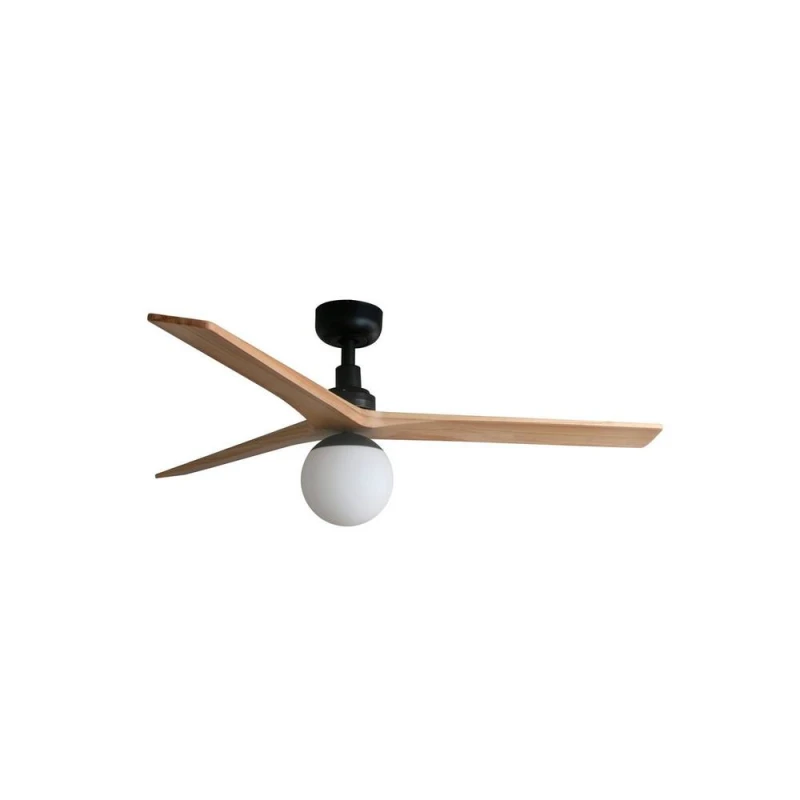 Image of Klim Medium Black, Light Oak Wood Ceiling Fan DC E27 6 Speed