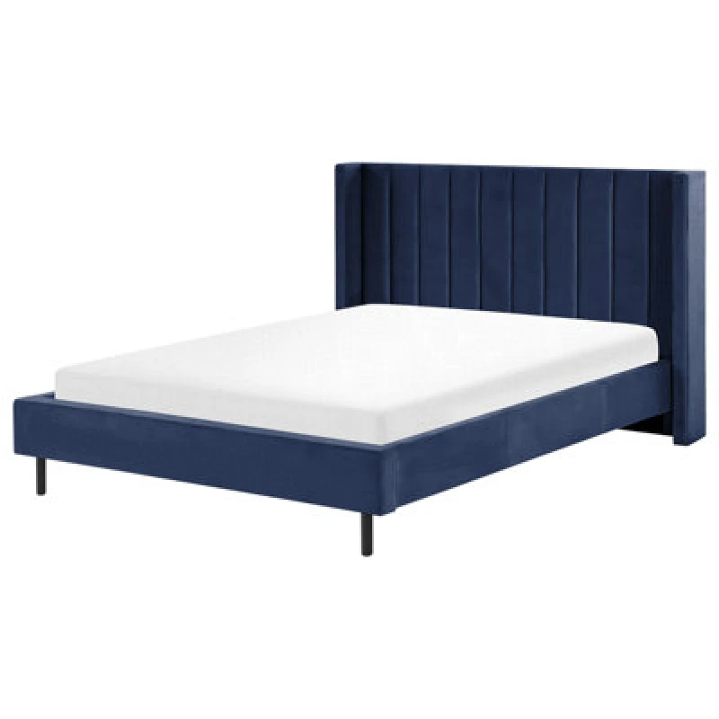 Image of Beliani Bed Velvet Villette 160 X 200 Cm (Eu King Size) Navy Blue