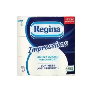 Image of Regina Toilet Tissue Impressions 3-Ply White Pack of 9 HOREG004