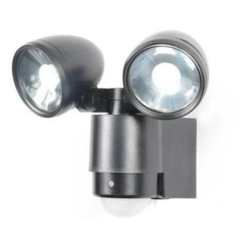 Image of Forum Lighting 3W Zinc Sirocco 2 Twinspot Floodlight LED with PIR Black 6000K - ZN-23454-BLK