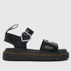 Image of Dr Martens Black & Purple Marlowe Hearts Girls Junior Sandals