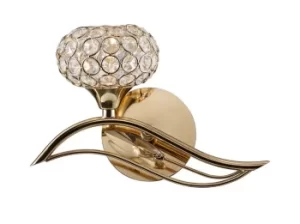 Image of Leimo Wall Lamp Switched 1 Light Left French Gold, Crystal