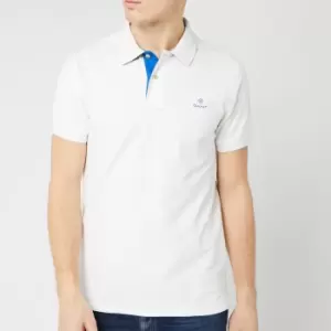 Image of GANT Mens Contrast Collar Pique Rugger Polo Shirt - Eggshell - L