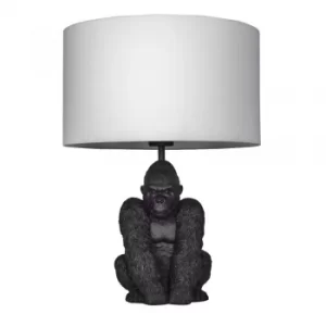 Image of King Gorilla Table Lamp in Black with White Reni Shade