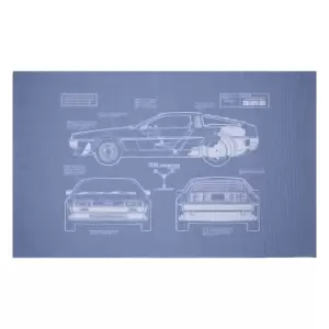 Image of Decorsome x Back to the Future DeLorean Blueprint Woven Rug - Small