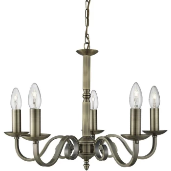 Image of Searchlight Lighting - Searchlight Richmond - 5 Light Multi Arm Multi Arm Ceiling Pendant Antique Brass, E14