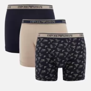 Image of Emporio Armani Three-Pack Stretch-Cotton Jersey Longline Boxers - M
