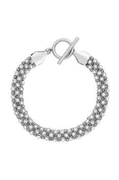 Image of Rhodium Plated Popcorn Chain T Bar Bracelet