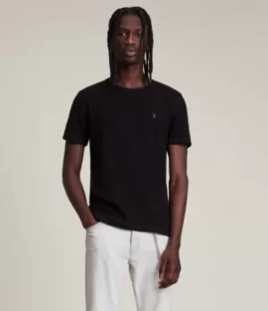 Image of AllSaints Mens Muse Short Sleeve Crew T-Shirt, Black, Size: M