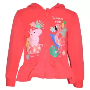 Image of Peppa Pig Girls Flamingo Full Zip Hoodie (2-3 Years) (Pink)