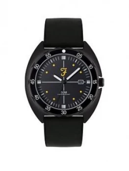 Image of Farah Black Sport Dial Black Silicone Strap Mens Watch