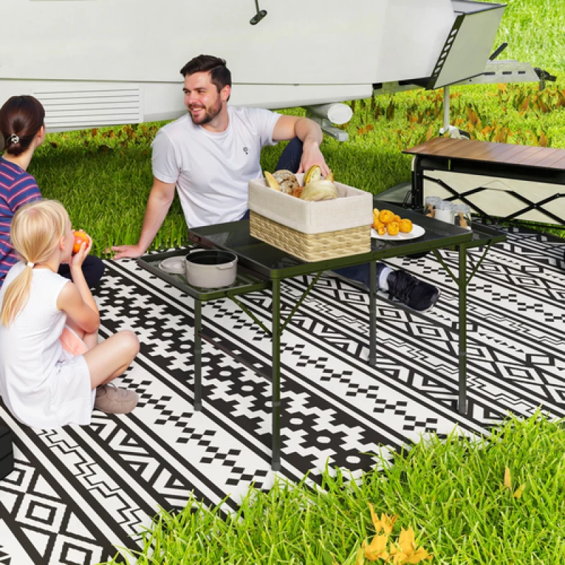 Image of Outsunny 4.5ft Portable Folding Table, Height Adjustable Metal Picnic Table, Black A20-504V00BK