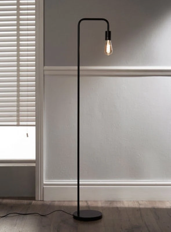 Image of K Living Caitlin Industrial Filament Bulb Floor Lamp Black