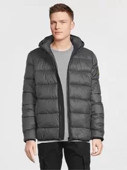 Image of Barbour International Bobber Quilted Hooded Jacket - Dark Grey