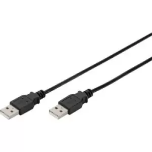 Image of Digitus USB cable USB 2.0 USB-A plug, USB-A plug 1m Black AK-300101-010-S