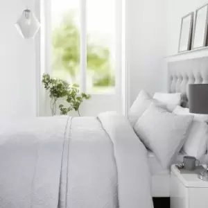 Image of Gianna Pinsonic Stitch Quilted Duvet Cover Set, Silver, Single - Serene