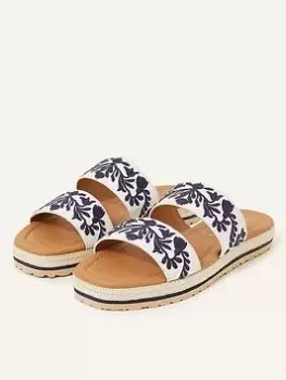 Image of Accessorize Embroidered Two Strap Sandals, Beige, Size 37, Women