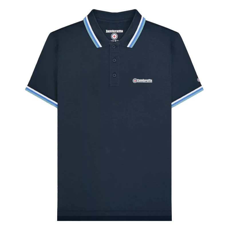 Image of Lambretta Lambretta Men SS25 Triple Tipped Big & Tall Polo Shirt in Navy Size: 3X-Large Navy XXXL Male 5063703802369