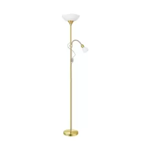Image of Floor Lamp Light Brass Matt Shade White Plastic Glass Bulb E27 E14 1x60W 1x25W