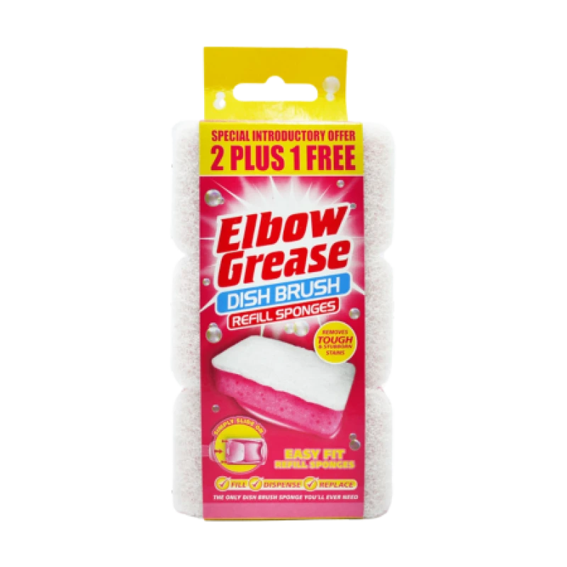 Image of Elbow Grease Pink Dish Brush Refill Sponges - 3 pcs 524307