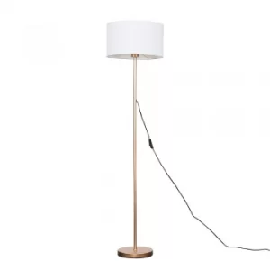 Image of Charlie Copper Floor Lamp with Large White Reni Shade