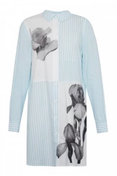 Image of French Connection Serrana Stripe Cotton Shirt Dress Denim