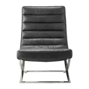 Image of Crossland Grove Rouen Lounger Black Leather 690x920x890mm