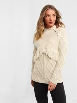 Image of Joe Browns Tassel Cable Knit Jumper - Beige, Beige, Size 16, Women