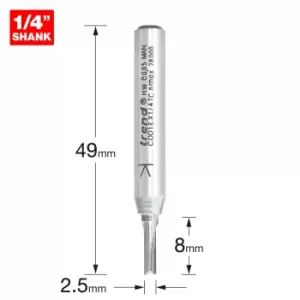 Image of Trend CRAFTPRO Two Flute Straight Router Cutter 2.5mm 8mm 1/4"
