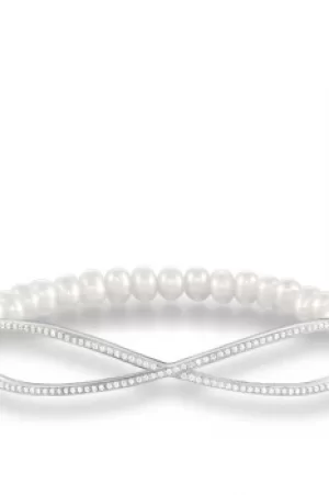 Image of Ladies Thomas Sabo Sterling Silver Love Bridge Infinity Pearl Bracelet LBA0005-167-14-L16