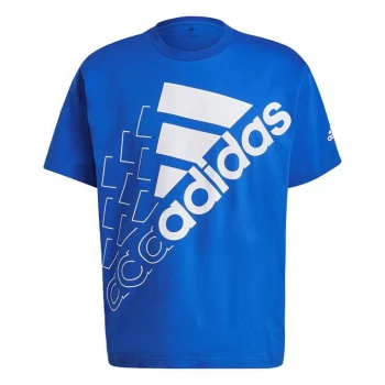 Image of adidas Essentials Logo T-Shirt (Gender Neutral) Unisex - Bold Blue / White