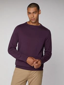 Image of Ben Sherman Cotton Crew-AUBERGINE, Maroon, Size S, Men