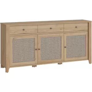 Image of Cestino 3 Door 3 Drawer Sideboard in Jackson Hickory Oak and Rattan Effects