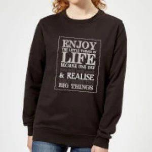 Image of Enjoy The Little Things In Life Womens Sweatshirt - Black - 5XL
