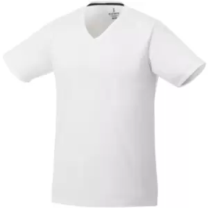 Image of Elevate Mens Amery Short Sleeve Cool Fit V-Neck T-Shirt (S) (White)