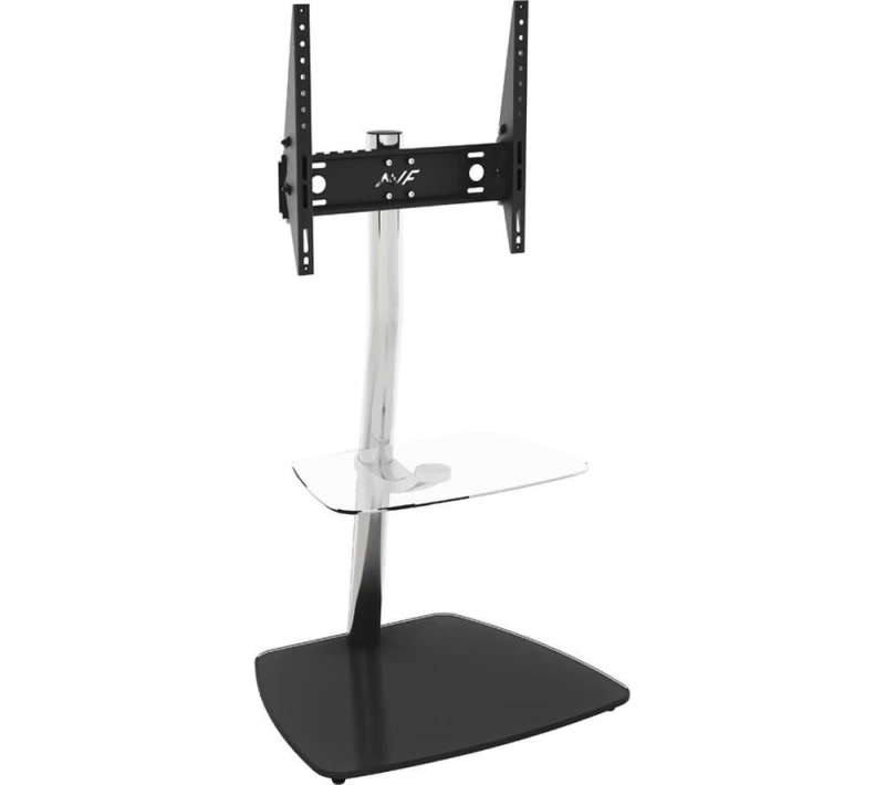 Image of AVF Iseo FSL600ISBC Pedestal TV Stand with Bracket - Black Glass & Chrome, Black,Silver/Grey 5014117980198