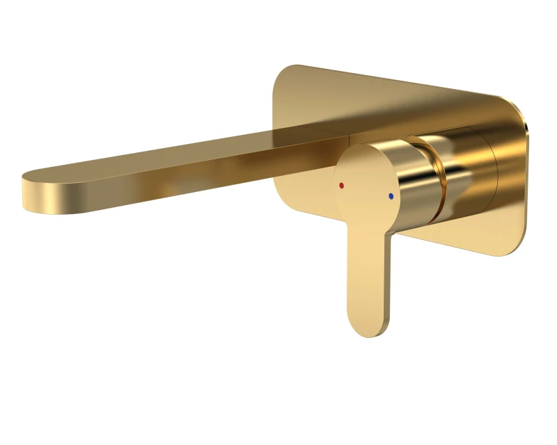 Image of Balterley Wall Mount 2 Tap Hole Basin Mixer Tap Back Plate Brushed Brass Bronze
