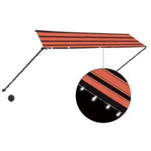 Image of Vidaxl Retractable Awning With LED 350X150cm Orange And Brown