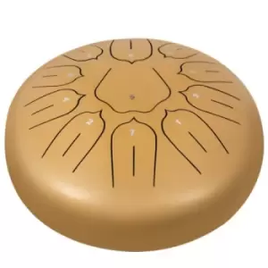 Image of Steel Tongue Drum 11 Notes 10" Percussion Instrument Steel Pan Drums, Golden
