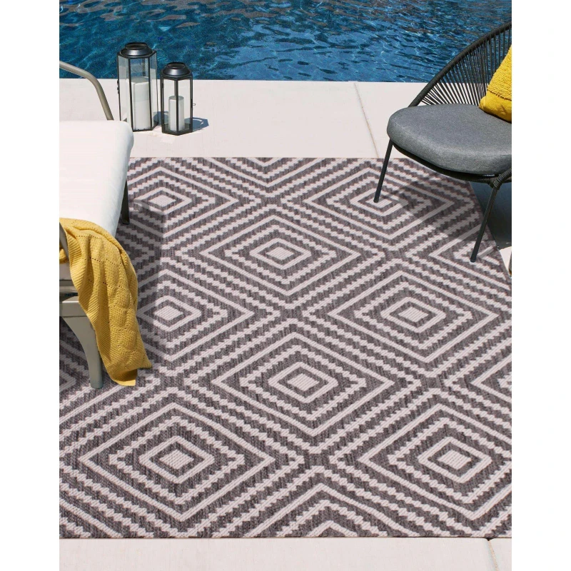 Image of Rugstyle SUMMER BREEZE LARGE DIAMOND Grey unisex 100x150cm