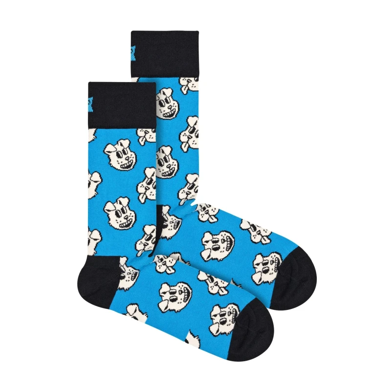Image of Happy Socks Happy Socks Men 1 Pack & Cotton Blue Doggo Design Socks Size: 4-7 Blue 4-7 Male 7333102608472