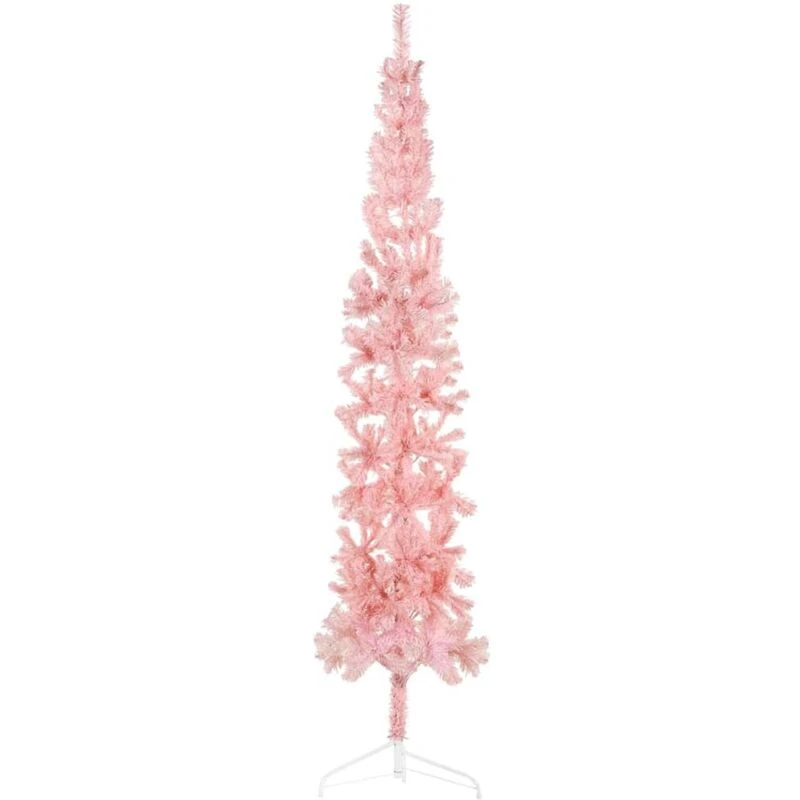 Image of VIDAXL Vidaxl - Slim Artificial Half Christmas Tree with Stand Pink 210cm 8720287000754