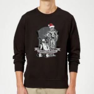 Image of Star Wars Happy Holidays Droids Black Christmas Sweatshirt - M - Black
