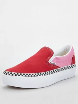 Image of Vans UA Classic Slip On Platform - Red/Pink , Red/Pink, Size 4, Women