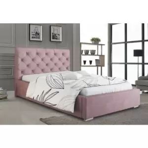 Image of Hillary Upholstered Beds - Plush Velvet, Single Size Frame, Pink - Pink