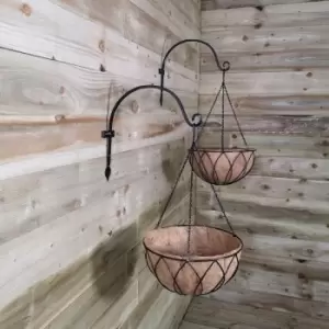 Image of Pack of 2 Tom Chambers Black Lattice Metal Garden Hanging Basket with WaterSave Coco Fibre Liner 35cm - Without Bracket